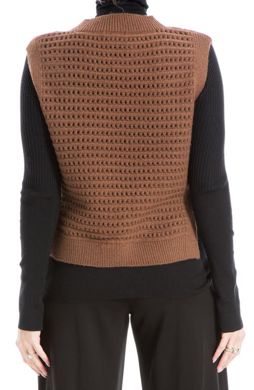 Max Studio Mock Neck Sweater Vest In Brown As Is