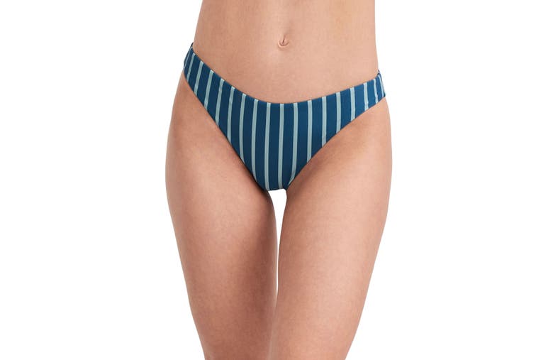 Shop Au Naturel By Gottex Striped Print Mid-rise Swim Bottom In Dusk Blue