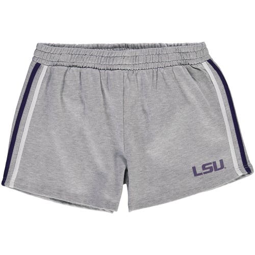 PROFILE Women's Heathered Gray LSU Tigers Plus  2-Stripes Shorts in Heather Gray