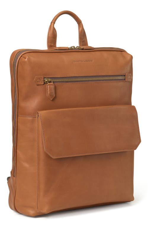 Shop Johnston & Murphy Rhodes Water Repellent Leather Commuter Backpack In Tan Full Grain