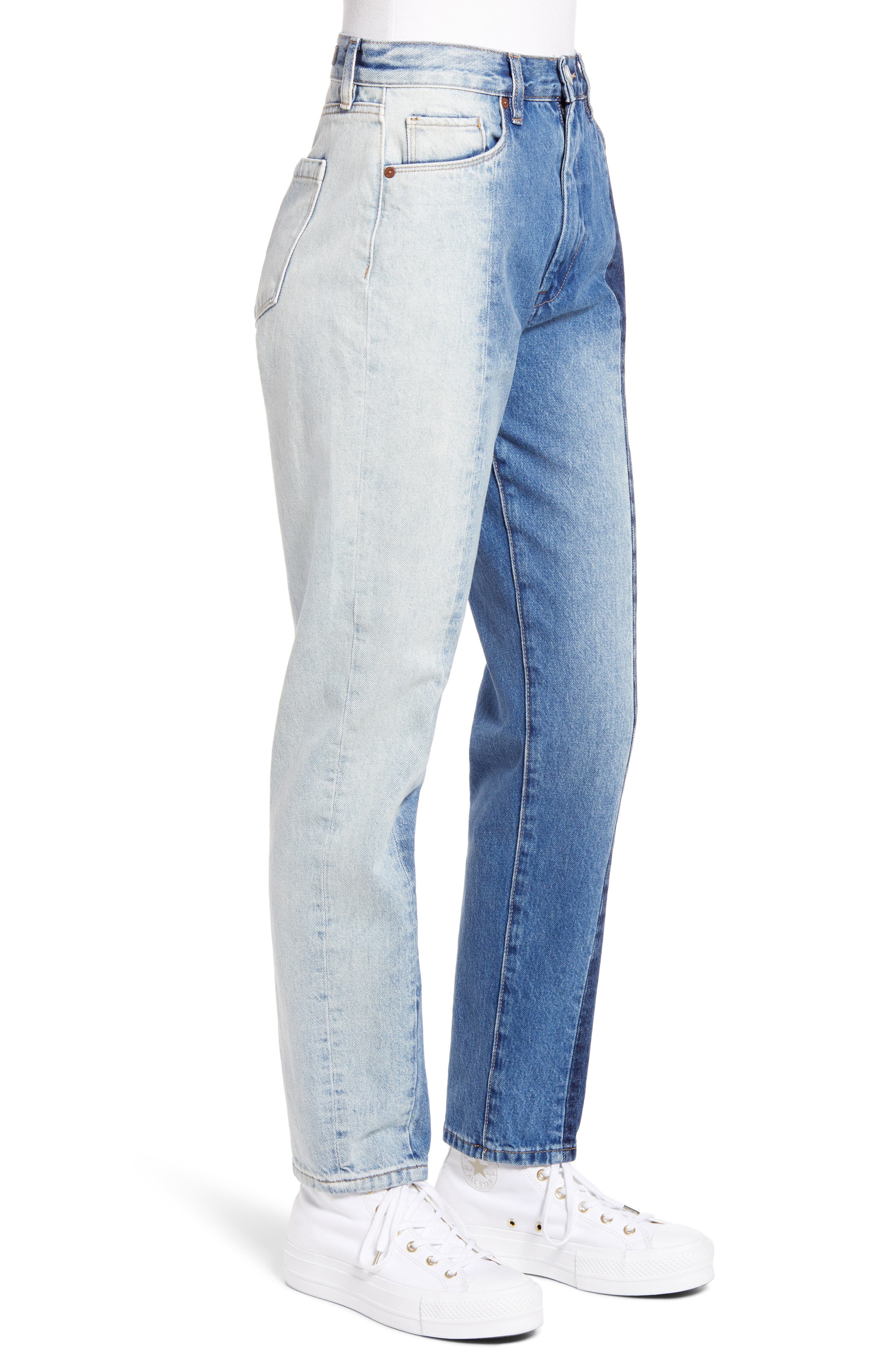 BLANKNYC Patchwork Ultra High Waist Straight Leg Jeans | Nordstrom