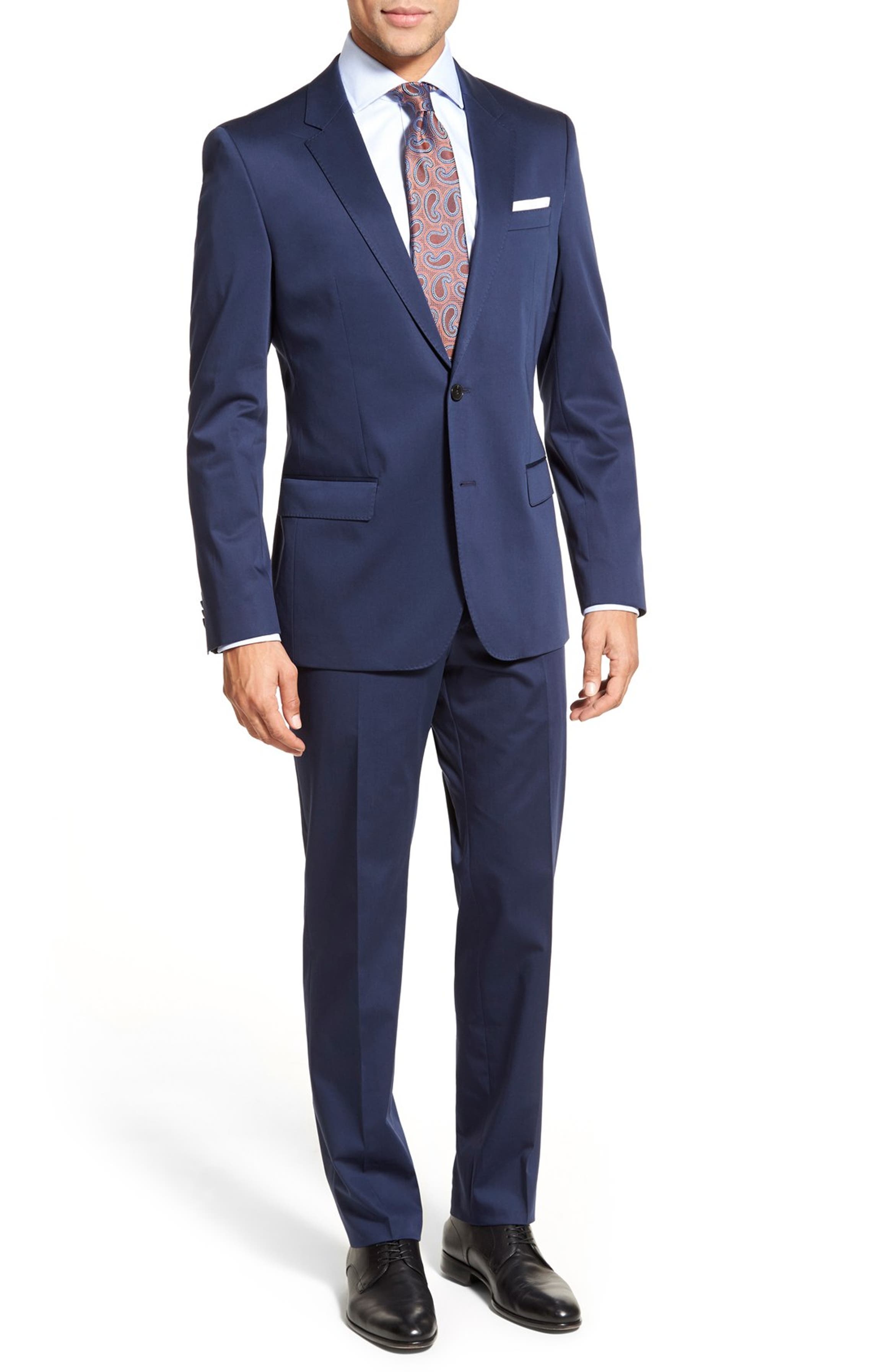 BOSS 'Huge/Genius' Trim Fit Solid Stretch Cotton Suit | Nordstrom
