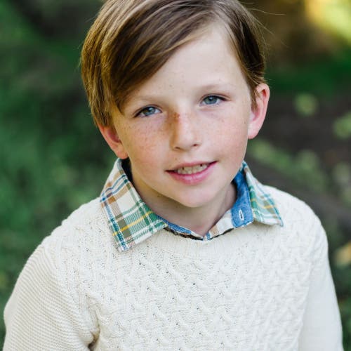 Hope & Henry Boys' Organic Flannel Shirt, Kids In Camel And Green Plaid