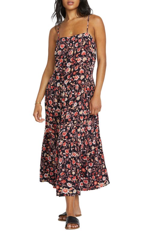 Billabong Golden Days Floral Sundress In Black Pebble