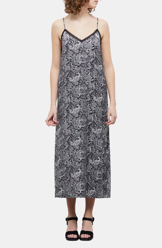 Shop The Kooples Paisley Print Slipdress In Black White