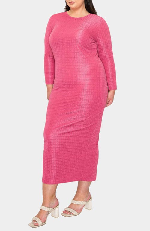 L I V D Kylo Textured Long Sleeve Midi Dress In Rose