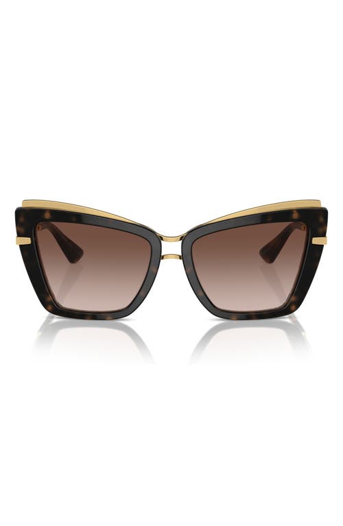 Shop Dolce & Gabbana Dolce&gabbana 54mm Gradient Cat Eye Sunglasses In Brown Gradient