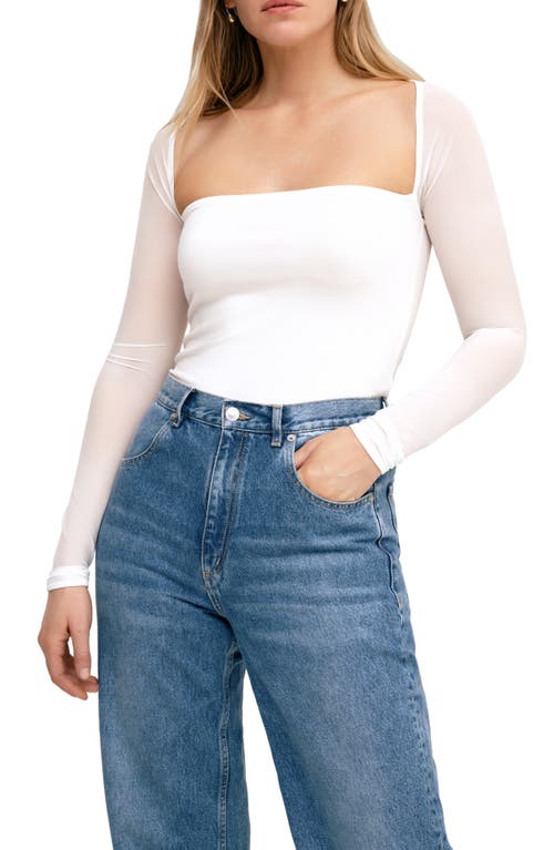 Marcella Lucia Jersey & Mesh Top In Off White