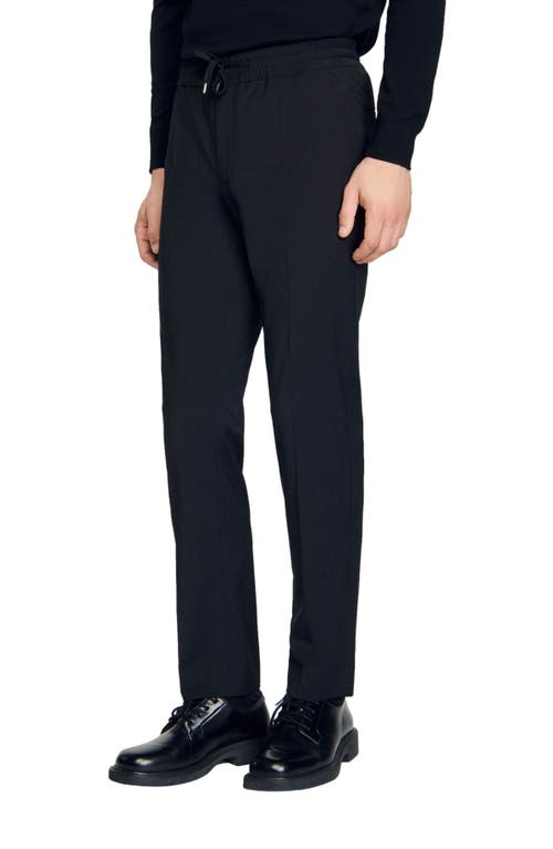 Shop Sandro Elasticated Straight-leg Trousers In Black