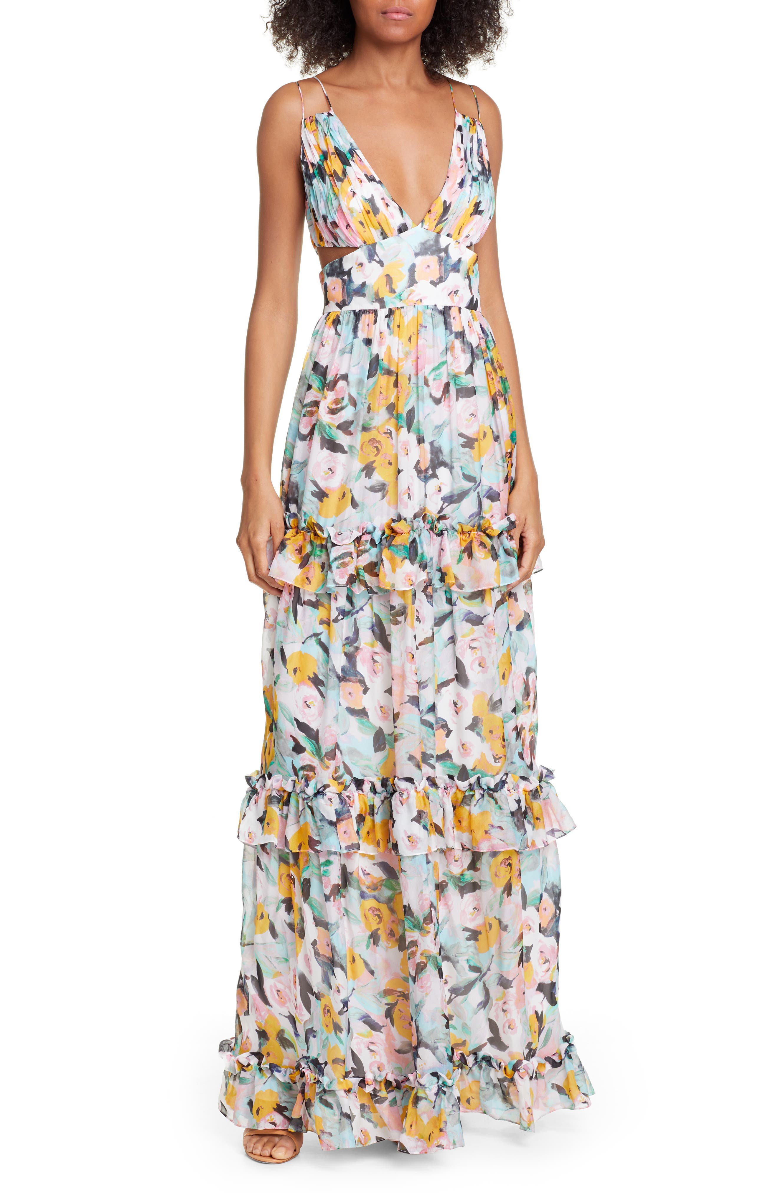 Amur Drew Floral Print Evening Dress
