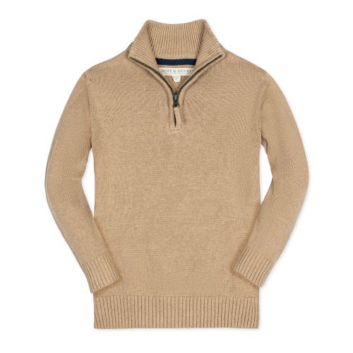 Shop Hope & Henry Baby Boys' Organic Half Zip Sweater, Infant In Camel Heather With Flecks