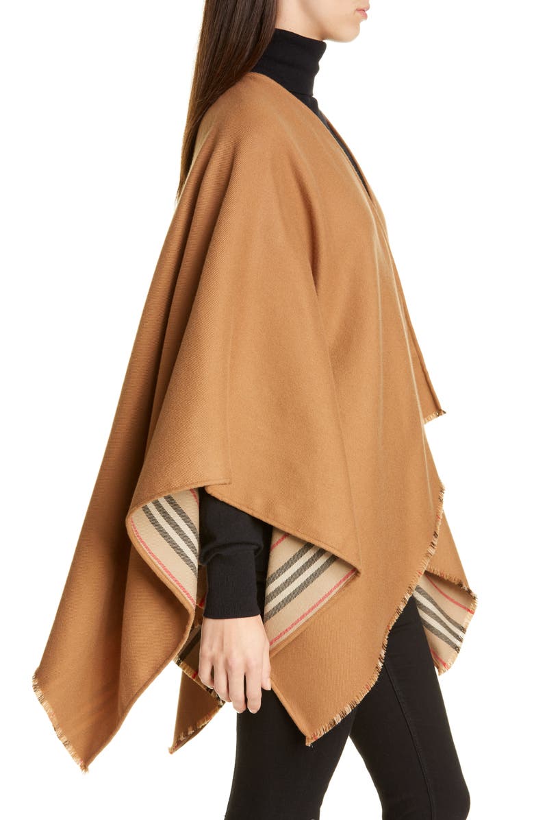 Burberry Icon Stripe Reversible Wool Cape | Nordstrom