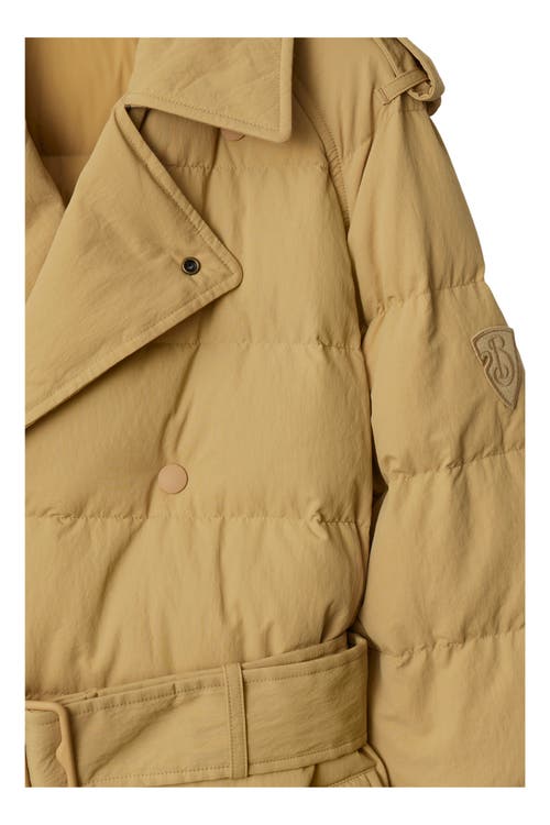 Shop Burberry Mid-length Nylon Puffer Coat In Flax/sand