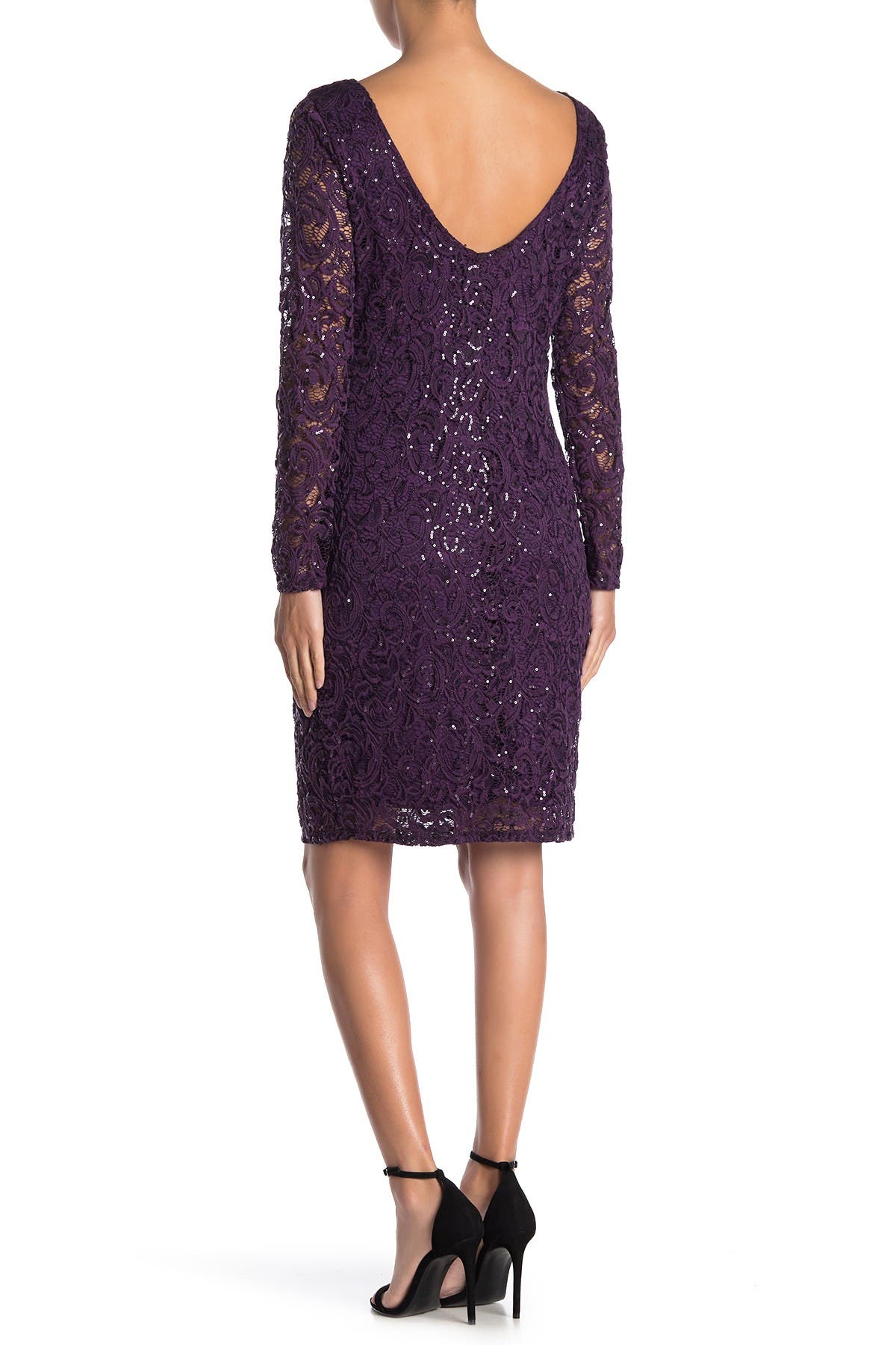 Marina Sequin Lace Long Sleeve Sheath Dress Nordstrom Rack