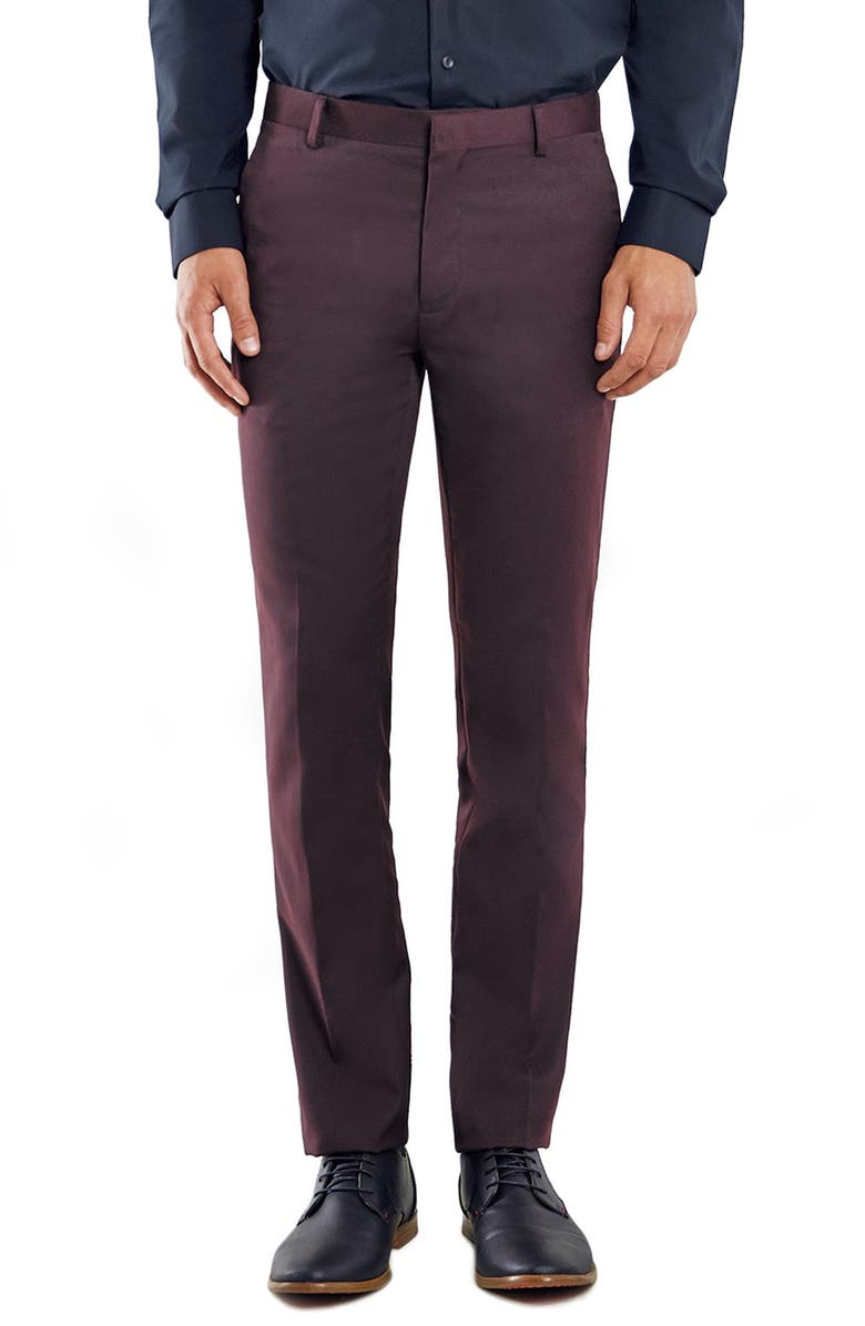 Topman Skinny Fit Burgundy Wool Blend Suit Trousers | Nordstrom