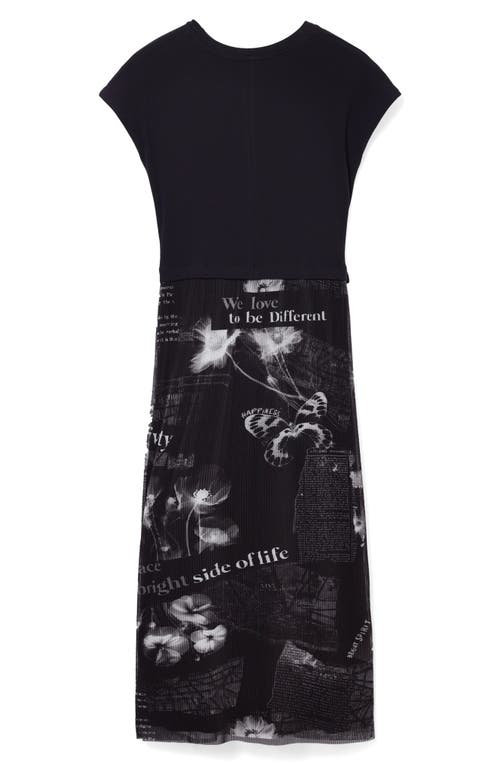 Desigual Midi Dress With Text In Black