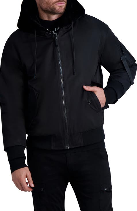 Karl Lagerfeld Men's Reversible Faux Fur Bomber Jacket