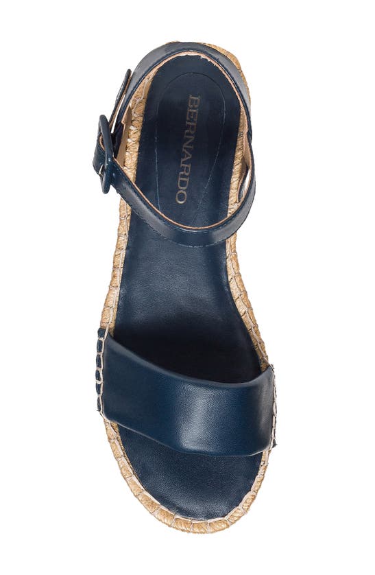 Shop Bernardo Footwear Madrid Ankle Strap Espadrille Platform Wedge Sandal In Navy