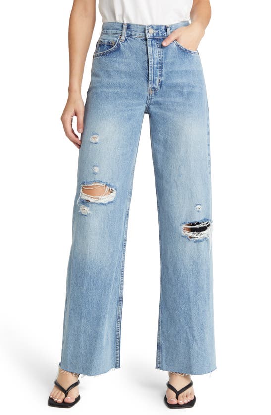 Rails The Topanga High Waist Straight Leg Jeans In Vintage In Breezy Blue Distress