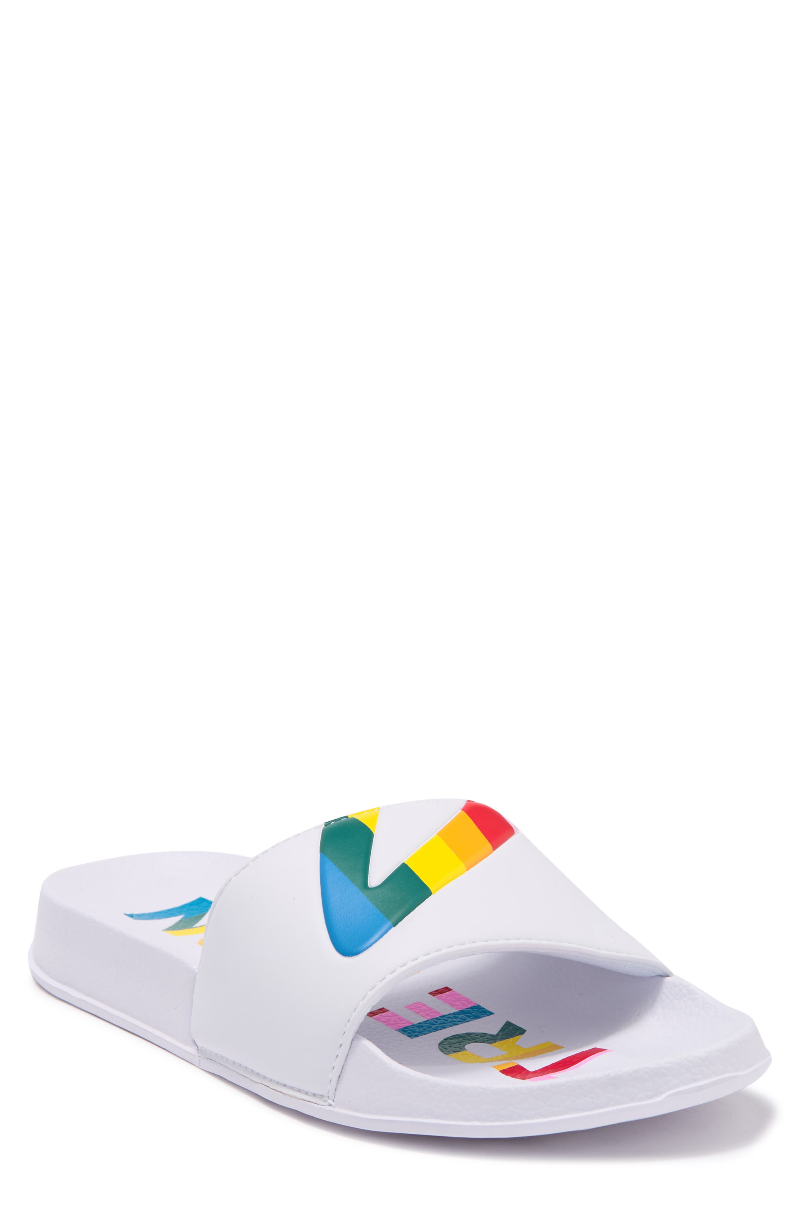 Tretorn Tragrant Slide Sandal In White/rainbow
