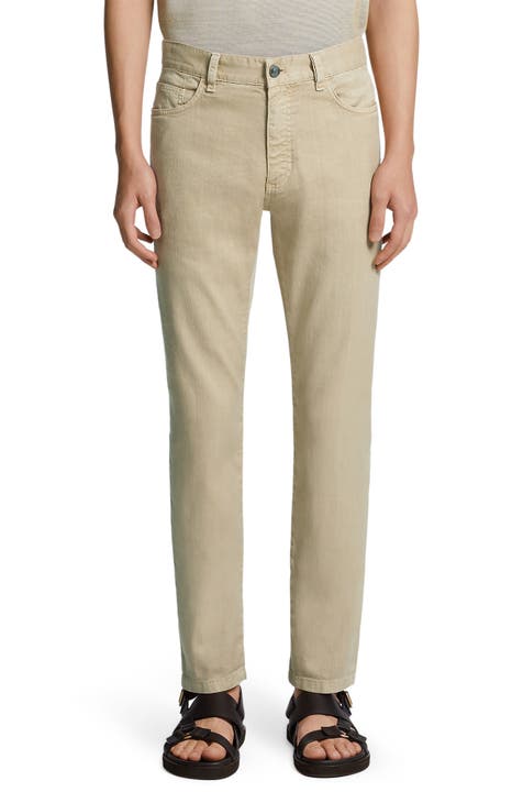 Solid Beige Relaxed Fit Cotton Pants - Vishnu