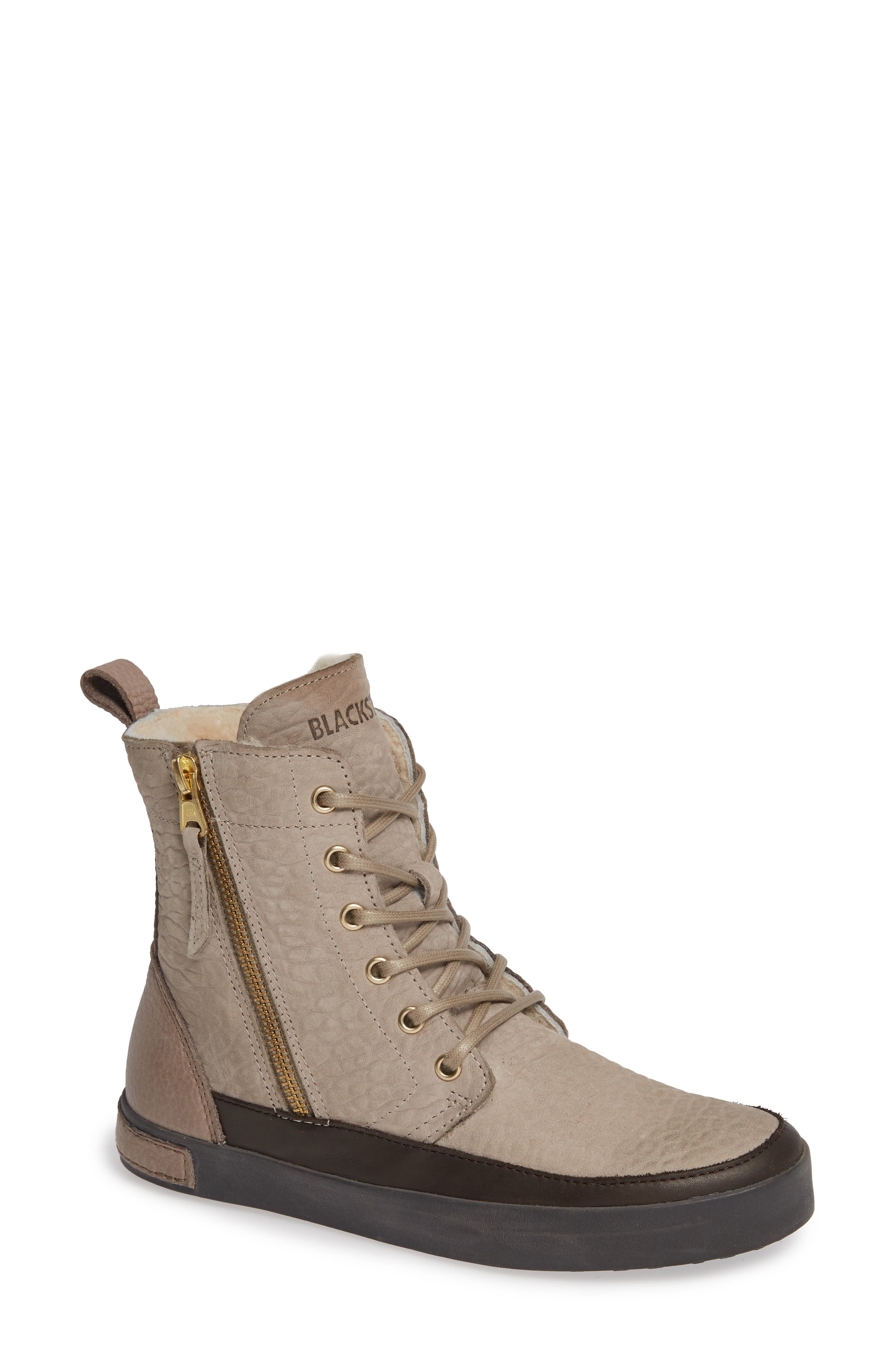 Blackstone Ql43 High Top Sneaker With Genuine Shearling Lining, Grey