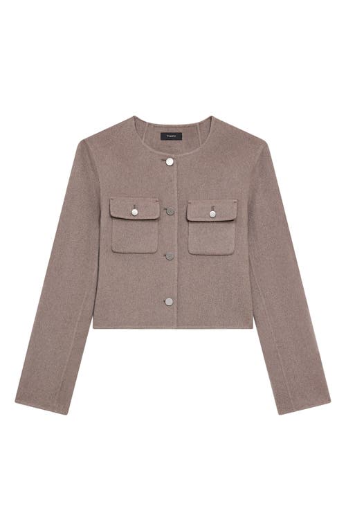 Shop Theory Wool & Cashmere Crop Jacket In Cinder Melange