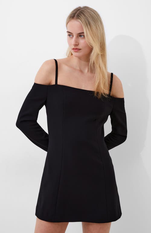 Shop French Connection Whisper Cold Shoulder Long Sleeve Minidress In Black