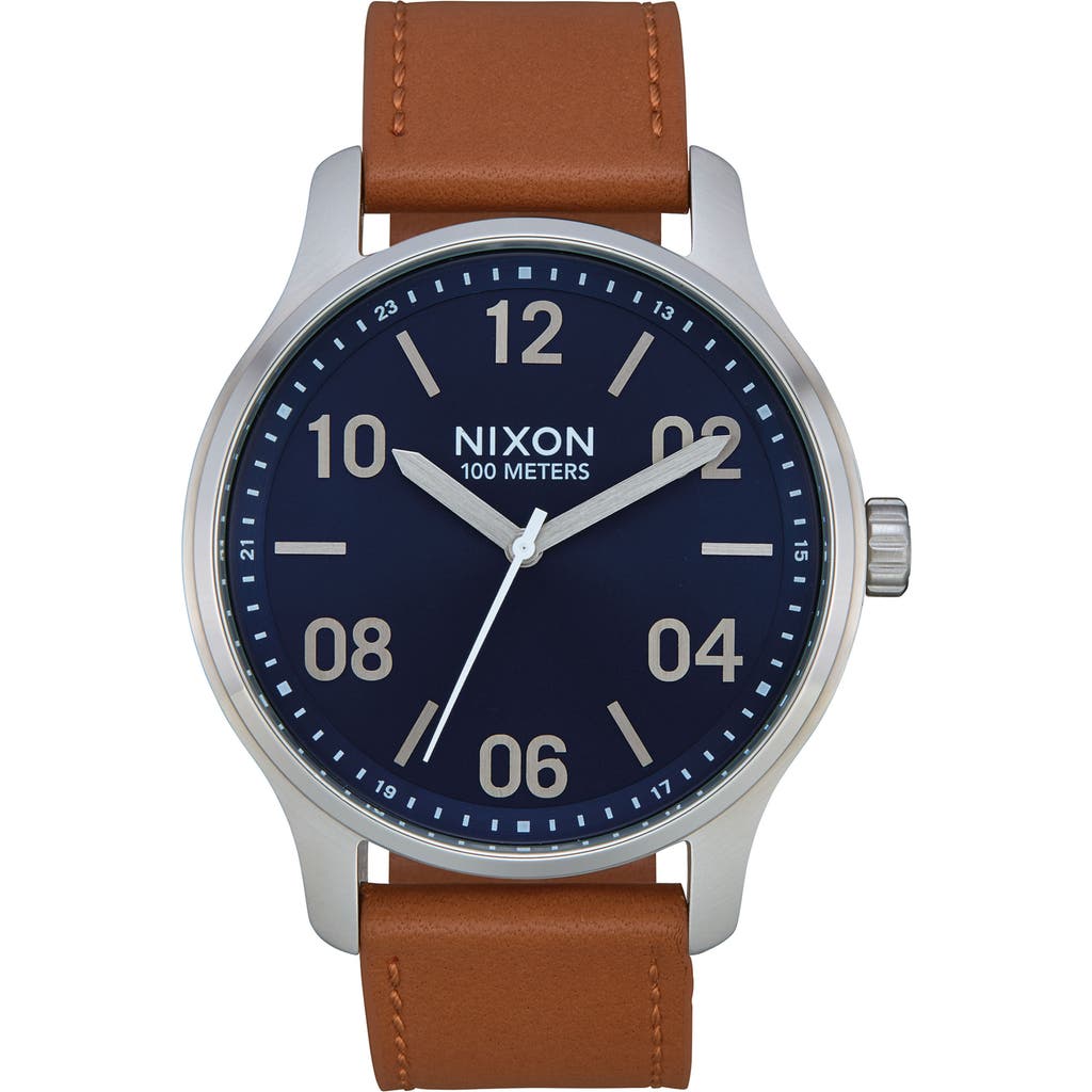 Nixon Patrol Leather Strap Watch, 42mm In Blue