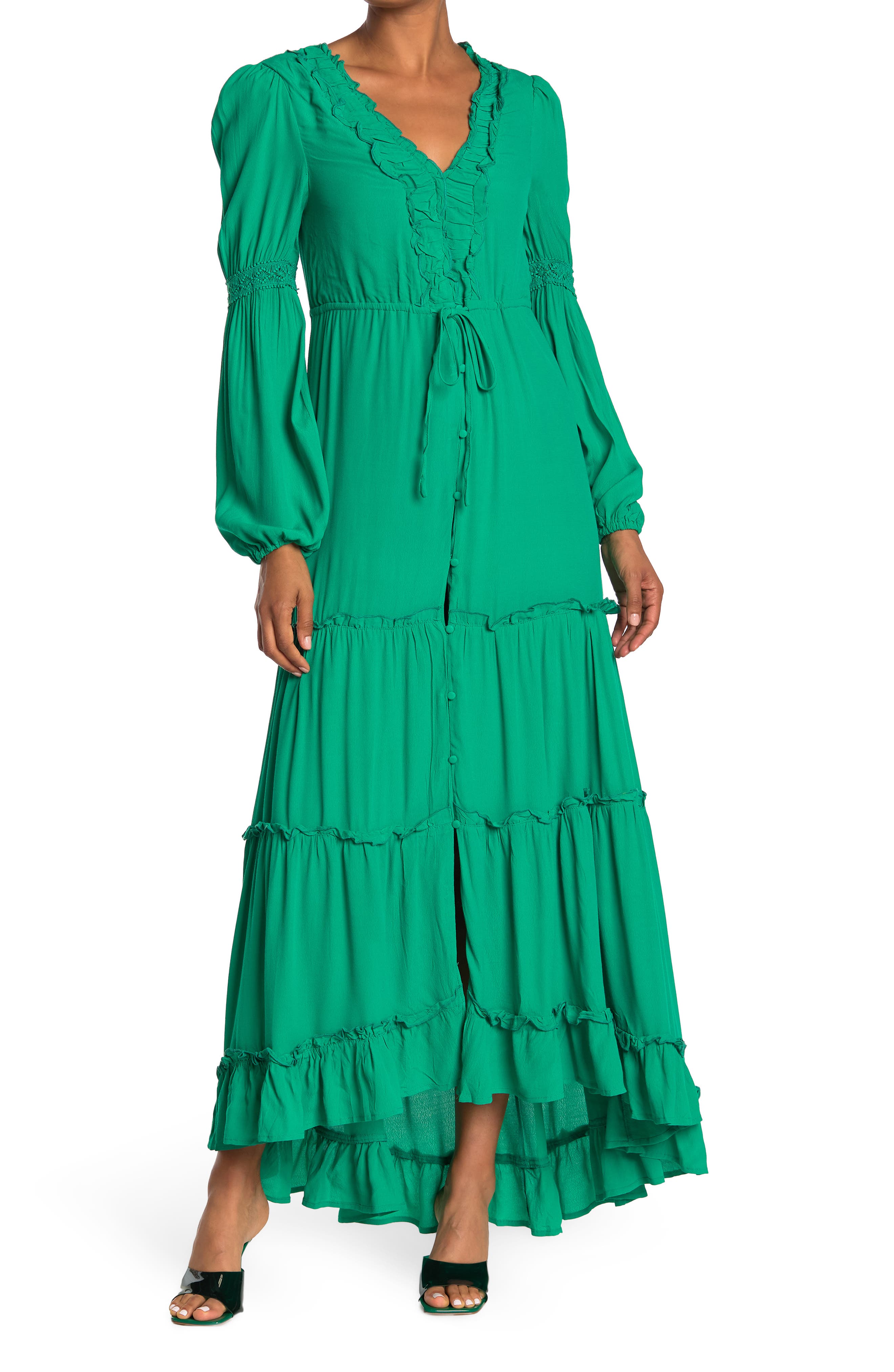 emerald long sleeve maxi dress
