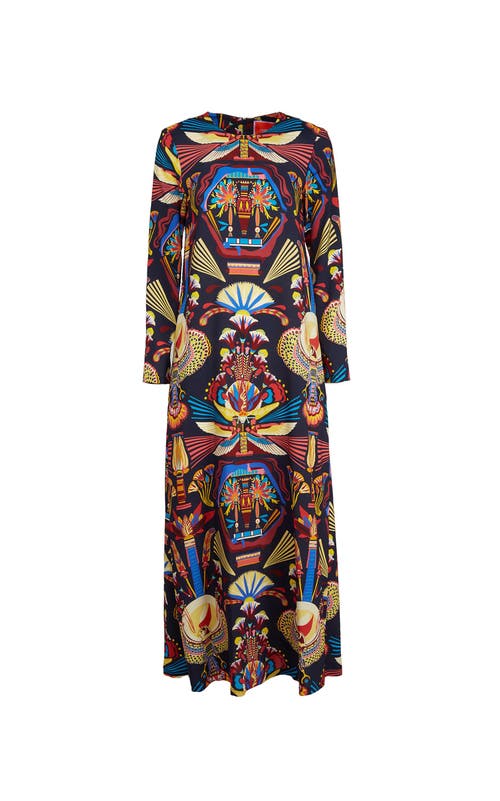 La Doublej Nephthys-print Maxi Dress In Nephthys Navy