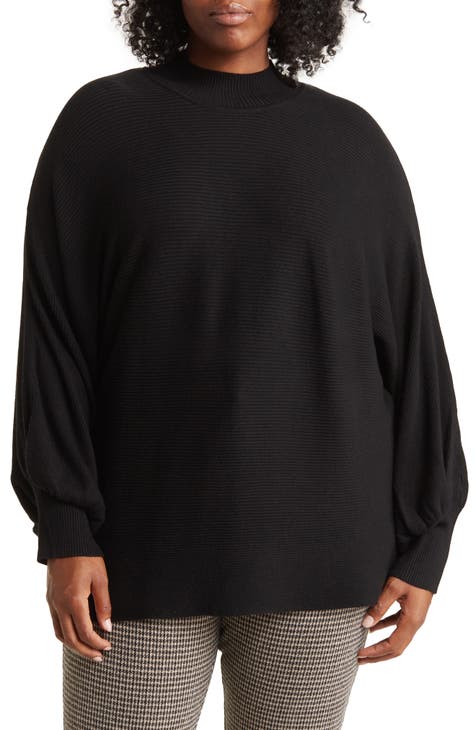 Mock Neck Balloon Sleeve Sweater (Plus)