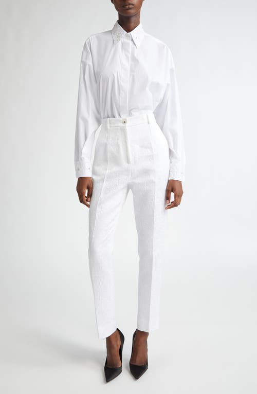 Dolce & Gabbana Dolce&gabbana Brocade Skinny Pants In W0800 Bianco Ottico