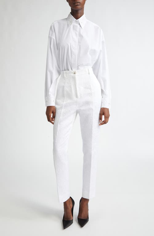 Shop Dolce & Gabbana Dolce&gabbana Brocade Skinny Pants In W0800 Bianco Ottico