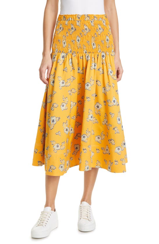 TANYA TAYLOR LYLA FLORAL SMOCKED MIDI SKIRT,S21S354213