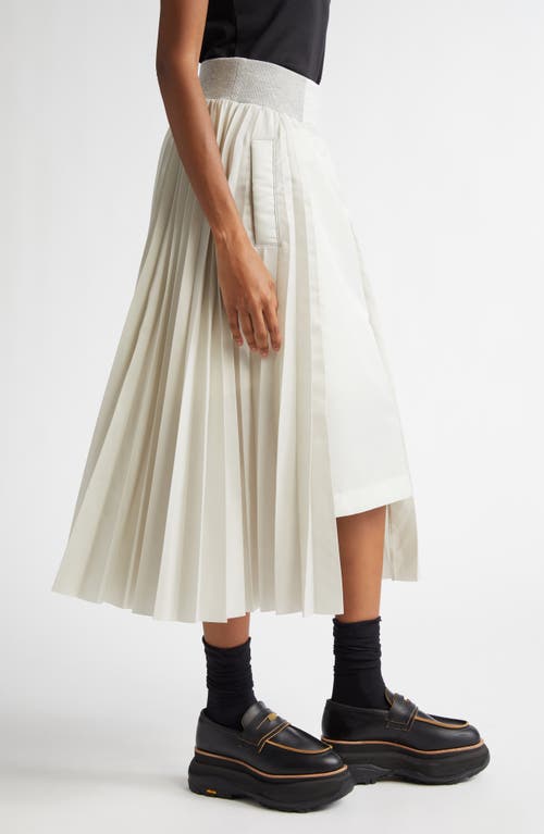 Shop Sacai Pleated A-line Skirt In Light/gray