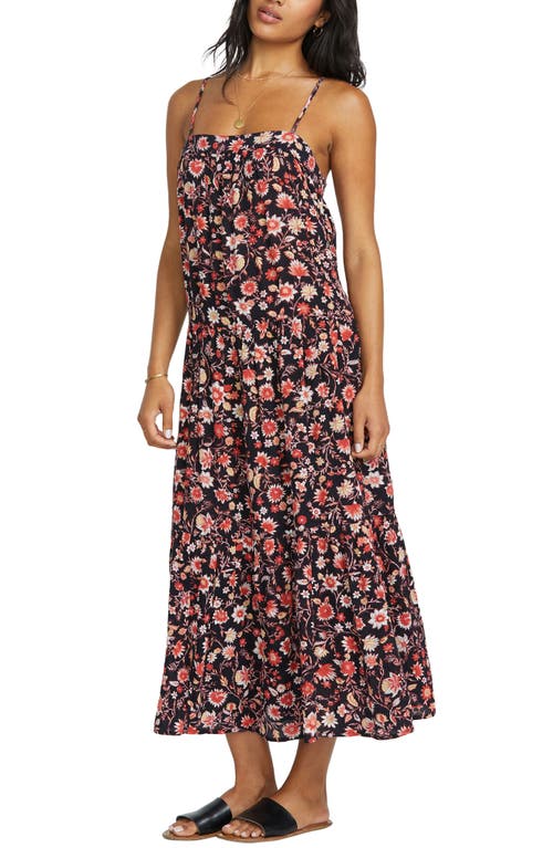 Billabong Golden Days Floral Sundress In Black Pebble