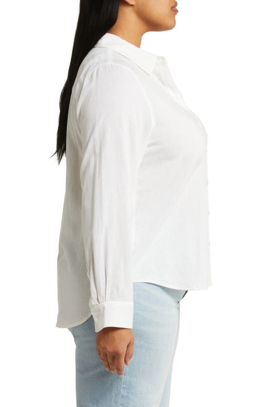 CASLON CASLON(R) LONG SLEEVE LINEN BLEND BUTTON-UP SHIRT