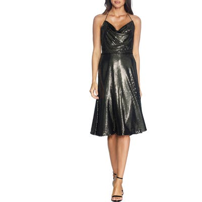 Dress The Population Zherra Sequin Midi Dress, Black