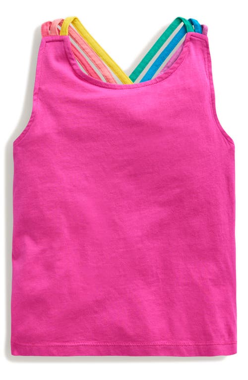 Mini Boden Kids' Rainbow Cross Back Cotton Tank In Amazing Pink