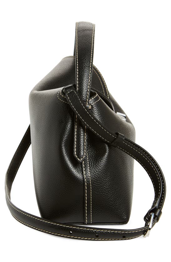 Shop Totême Toteme T-lock Curved Leather Shoulder Bag In Black