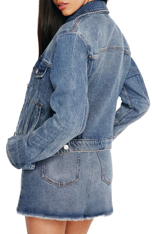 Shop Good American Committed To Fit Denim Jacket In Indigo734