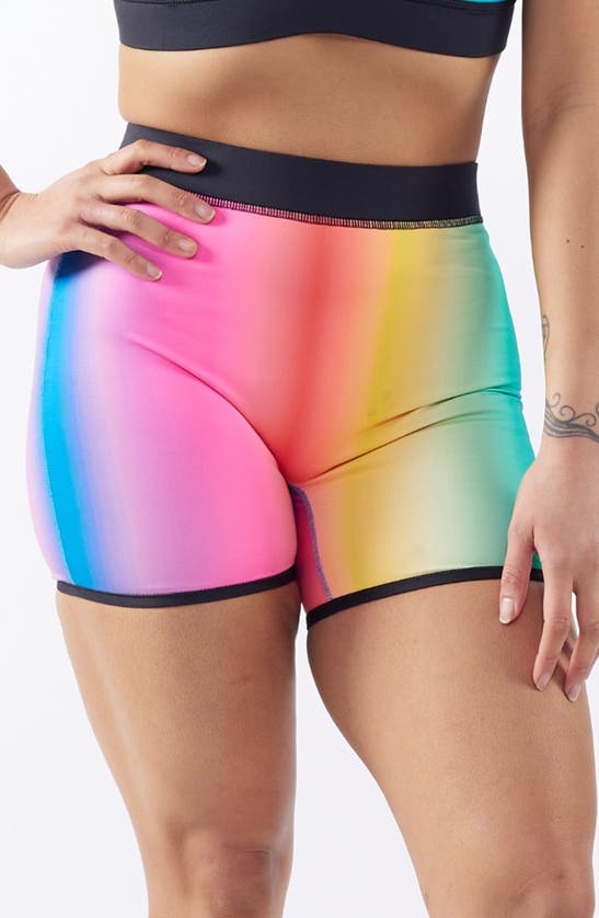 Shop Tomboyx 4.5-inch Reversible Swim Shorts In Melting Rainbow