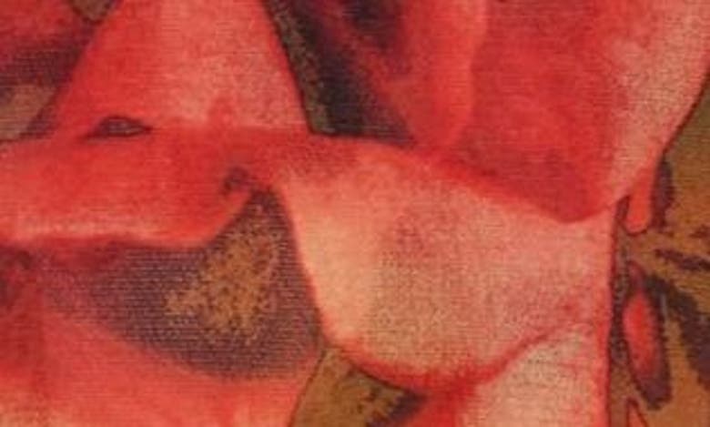Shop Jean Paul Gaultier Rose Print Long Sleeve Mesh Top In Green/ Red/ Blue