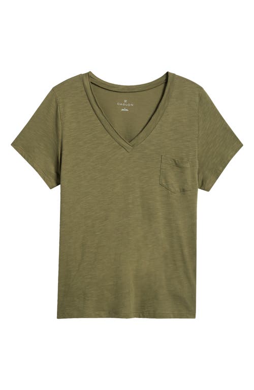 Shop Caslonr Caslon(r) Short Sleeve V-neck T-shirt In Olive Burnt