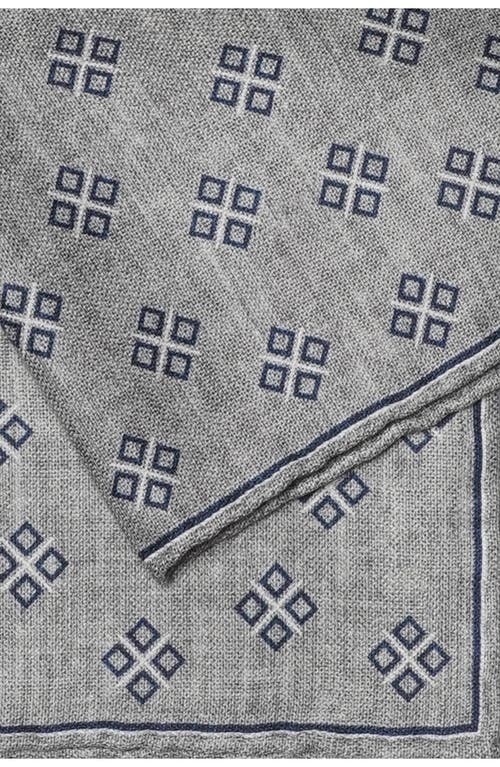 Jack Victor Riverview Reversible Silk Pocket Square In Grey