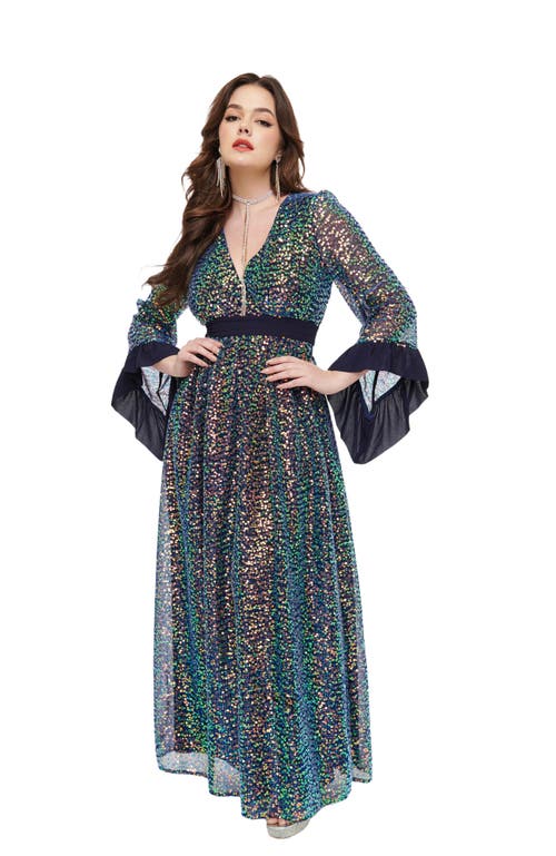 UNIQUE VINTAGE UNIQUE VINTAGE LONG SLEEVE EMPIRE WAIST MAXI DRESS 