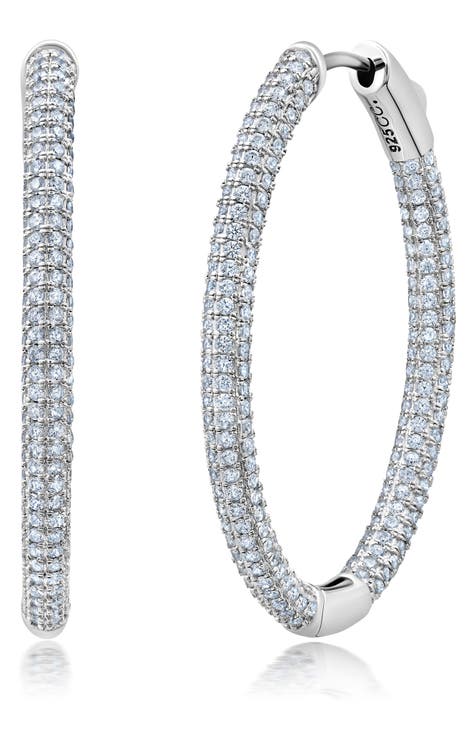Medium Crescent Stone Hoop, Cubic Zirconia main image 0