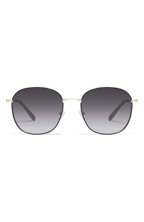 Shop Quay Jezabell 54mm Gradient Round Sunglasses In Black Gold/smoke Gradient