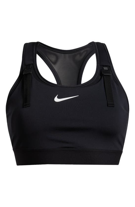 Shop Nike Swish Dri-fit Maternity/nursing Sports Bra In Black/ Black/ White